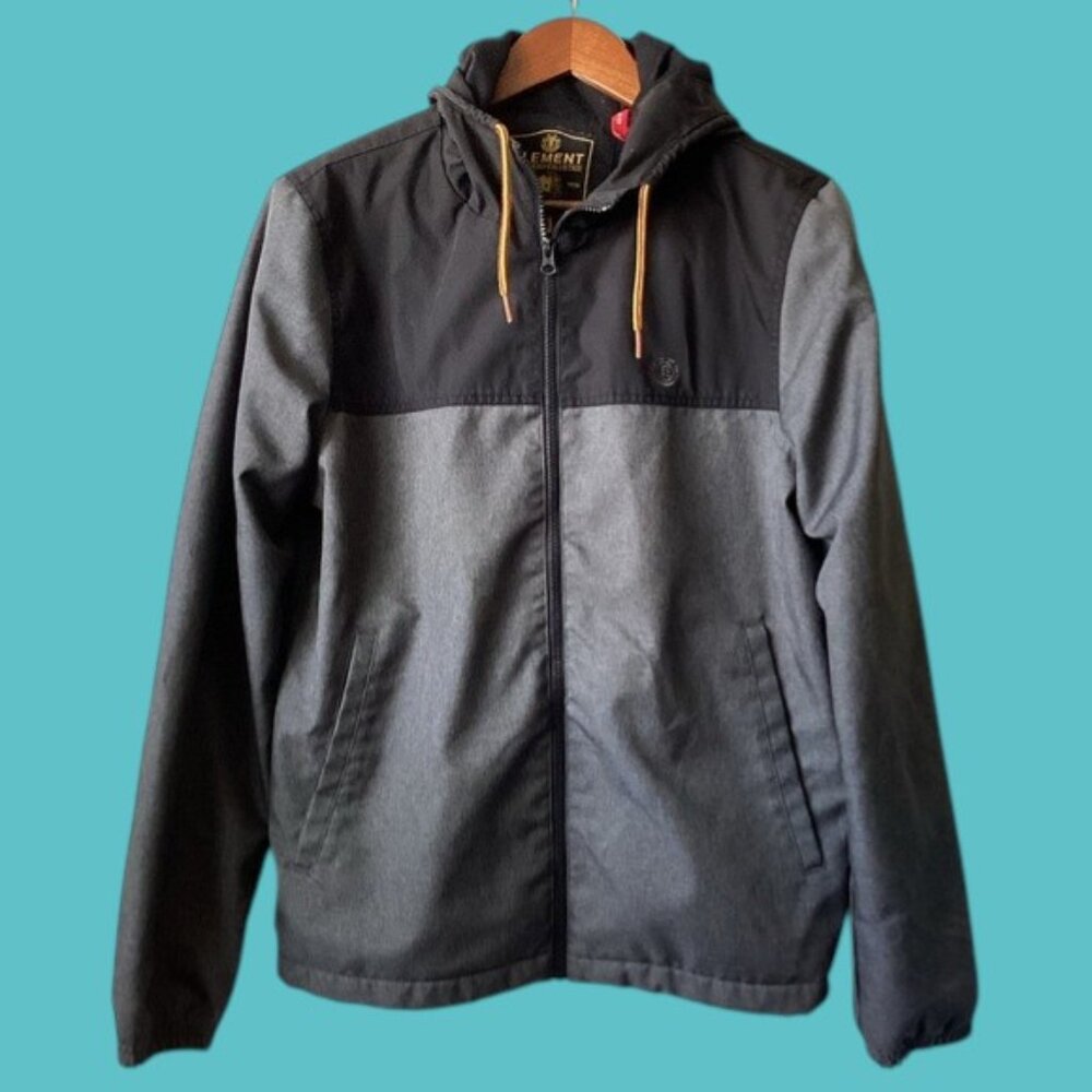 Element Men's Black and Gray Hooded Jacket Size M